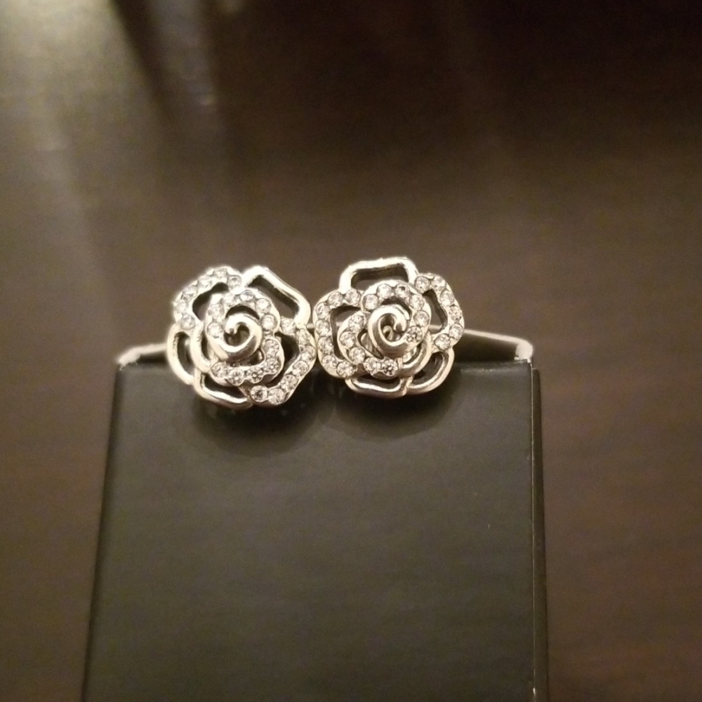 Boutique 925 Silver Megan Camellia Rose Filigree Earrings